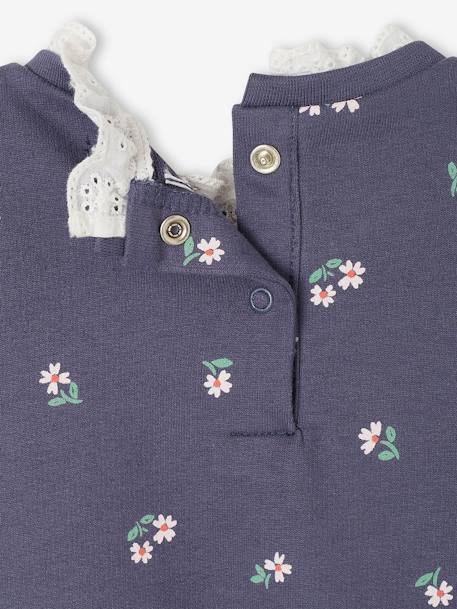 Sweatshirt with Broderie Anglaise Collar for Babies navy blue - vertbaudet enfant 
