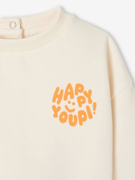 Sweat bébé col rond écru+vert sauge - vertbaudet enfant 