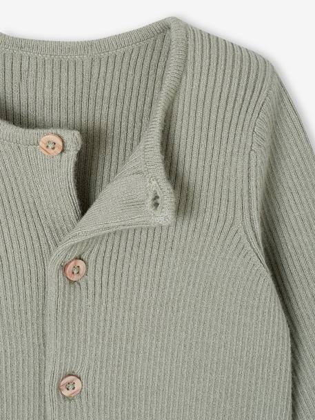 Ensemble bébé mixte gilet pantalon en tricot blanc+gris clair chiné+vert d'eau+vert sauge - vertbaudet enfant 