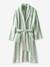 Peignoir de bain adulte mixte rayures TRANSAT capsule famille personnalisable, avec coton recyclé rayé bleu+rayé vert - vertbaudet enfant 