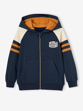 Sweat garçon zippé à capuche sport manches raglan - vertbaudet enfant Garçon-Pull, gilet, sweat-Sweat-Sweat garçon zippé à capuche sport manches raglan