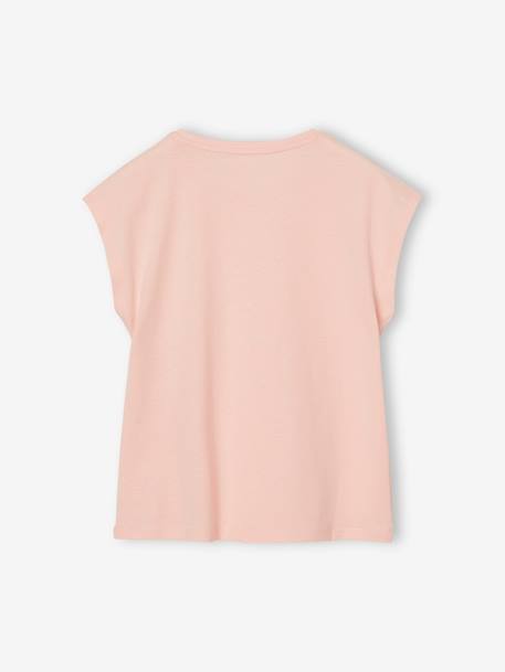 Tee-shirt fille uni fantaisie manches courtes personnalisable écru+marine+rose bonbon+vert d'eau - vertbaudet enfant 