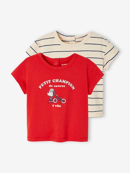 Lot de 2 T-shirts Basics bébé manches courtes rouge - vertbaudet enfant 