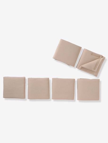 Cot/Playpen Bumper in Plain Cotton Gauze olive+taupe - vertbaudet enfant 
