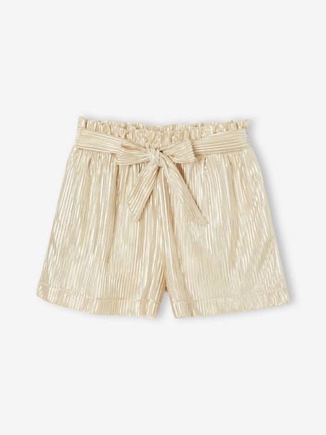 Short lamé effet plissé cérémonie fille or - vertbaudet enfant 