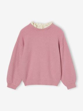 Fille-Pull, gilet, sweat-Pull-Pull fille col fantaisie forme loose 