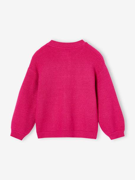 Striped Cardigan in Shimmery Rib Knit for Girls fuchsia - vertbaudet enfant 