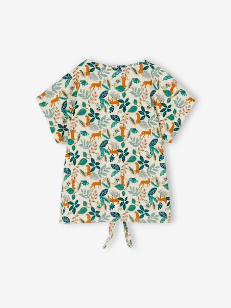 T-shirt fille imprimé noeud fantaisie manches courtes blanc+blanc imprimé+lavande+rose - vertbaudet enfant 