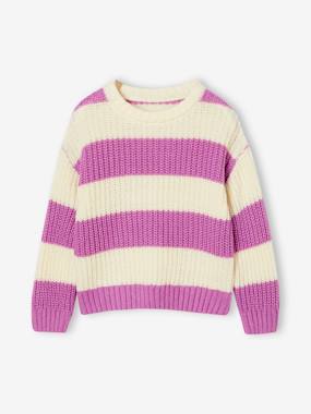 Pull à larges rayures fille - vertbaudet enfant Fille-Pull à larges rayures fille