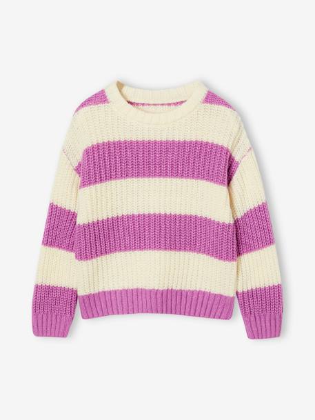 Striped jumper for girls ecru - vertbaudet enfant 
