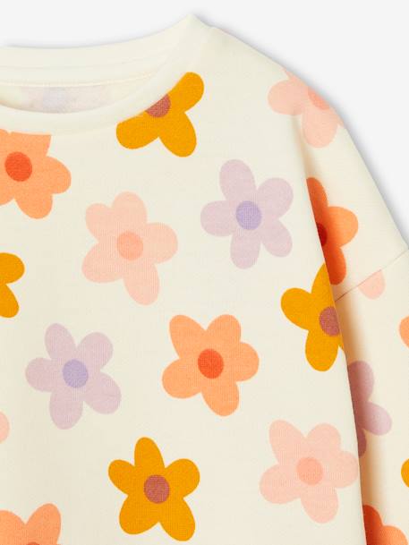 Sweat fille motifs fantaisie beige imprimé+blanc imprimé+rose+vanille - vertbaudet enfant 