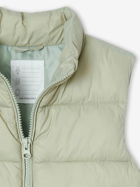 Sleeveless lightweight padded jacket for girls rose+sage green - vertbaudet enfant 