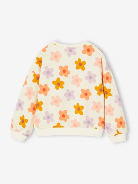 Sweat fille motifs fantaisie beige imprimé+blanc imprimé+rose+vanille - vertbaudet enfant 