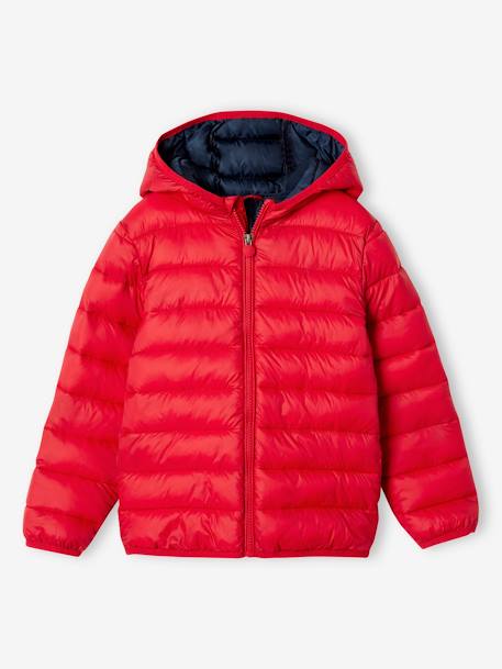 Doudoune garçon légère à capuche bleu moyen+marine+noir+noisette+noix de pécan+olive+rouge+vert émeraude - vertbaudet enfant 
