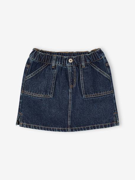 Jupe en jean fille bleu clair+bleu moyen+denim brut - vertbaudet enfant 