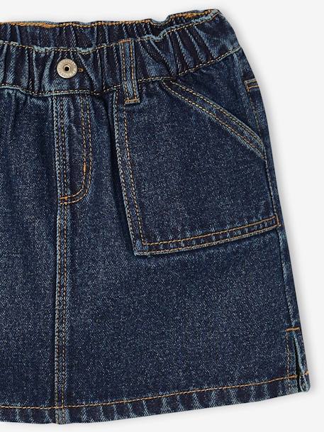 Jupe en jean fille bleu clair+bleu moyen+denim brut - vertbaudet enfant 