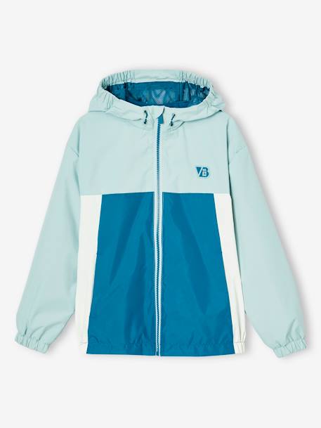 Blouson garçon coupe-vent colorblock bleu moyen+kaki+vert d'eau - vertbaudet enfant 