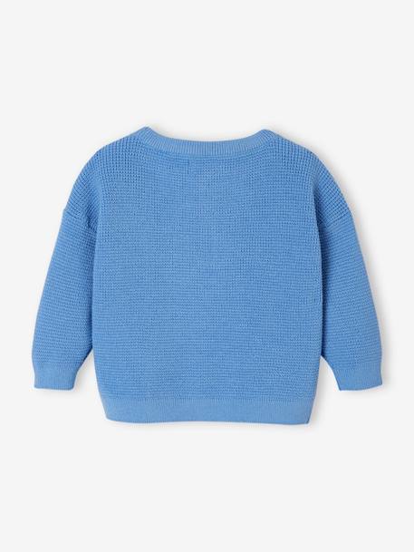 Honeycomb Knit Jumper with Grandad-Style Neckline for Babies blue - vertbaudet enfant 