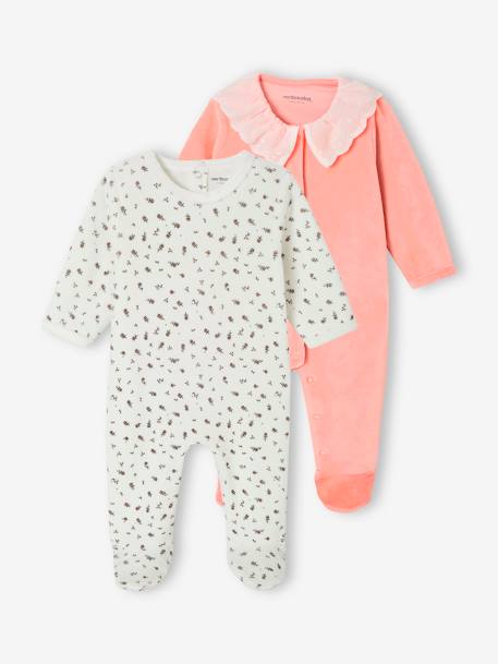 Lot de 2 dors-bien en velours pêche - vertbaudet enfant 