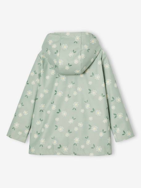 Printed hooded raincoat for girls grey green+multicoloured+navy blue+vanilla - vertbaudet enfant 