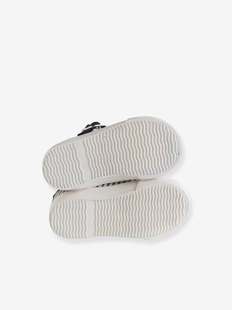 Mary Jane Shoes in Canvas for Babies striped blue - vertbaudet enfant 
