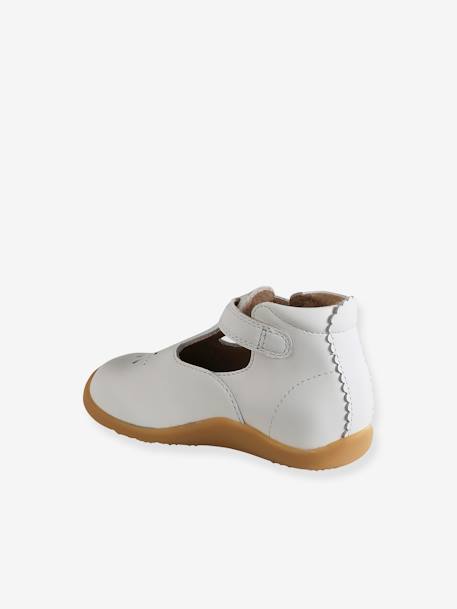 Soft Leather T-Strap Ankle Boots for Babies, Designed for First Steps white - vertbaudet enfant 