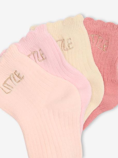 Pack of 4 Pairs of 'Little' Socks for Babies coral+navy blue+pale blue+pale pink - vertbaudet enfant 