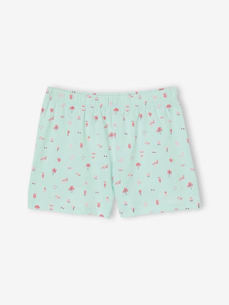 Pack of 2 Pyjamas, 1 Rainbow + 1 Pink Flamingo, for Girls turquoise - vertbaudet enfant 