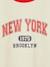 Girls' cropped college-style T-shirt ecru+ink blue - vertbaudet enfant 