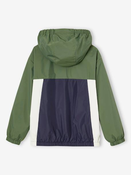 Blouson garçon coupe-vent colorblock bleu moyen+kaki+vert d'eau - vertbaudet enfant 