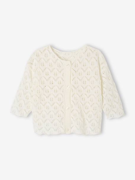 Cardigan in Openwork Knit for Babies white - vertbaudet enfant 