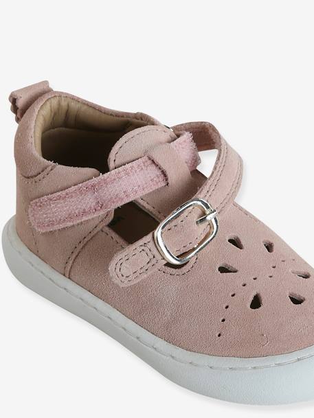 Sandales salomés cuir bébé rose poudré - vertbaudet enfant 