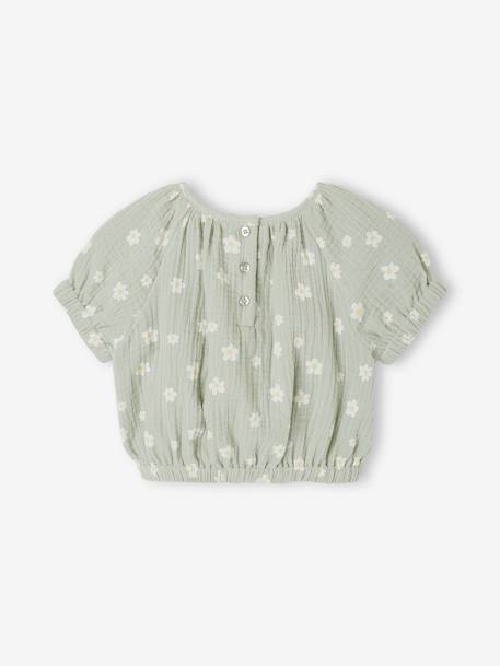 Printed baby blouse grey green+vanilla - vertbaudet enfant 