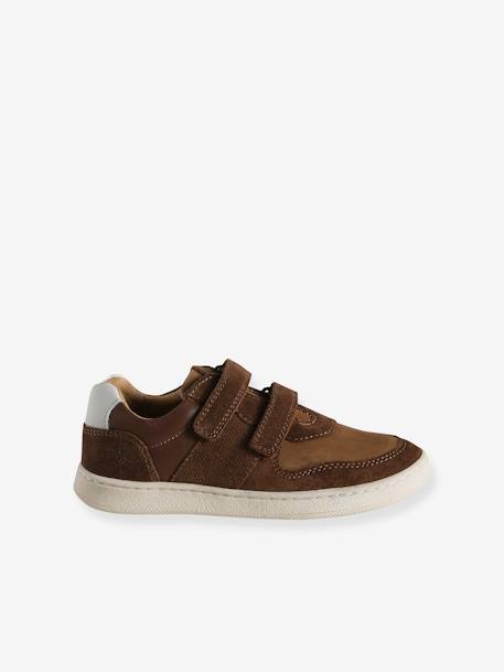 Leather Hook-&-Loop Trainers for Children, Designed for Autonomy brown - vertbaudet enfant 