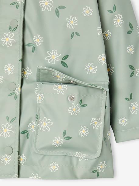 Printed hooded raincoat for girls grey green+multicoloured+navy blue+vanilla - vertbaudet enfant 