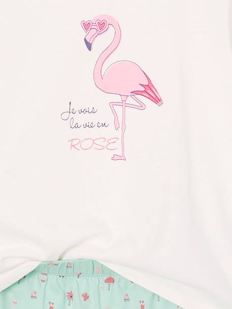 Pack of 2 Pyjamas, 1 Rainbow + 1 Pink Flamingo, for Girls turquoise - vertbaudet enfant 