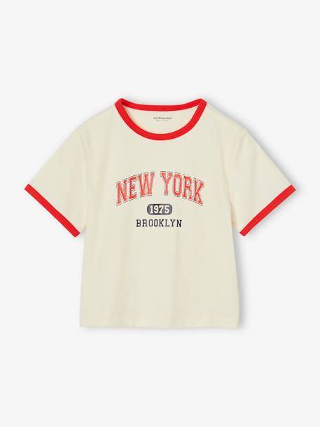 T-shirt esprit collège fille écru+encre - vertbaudet enfant 
