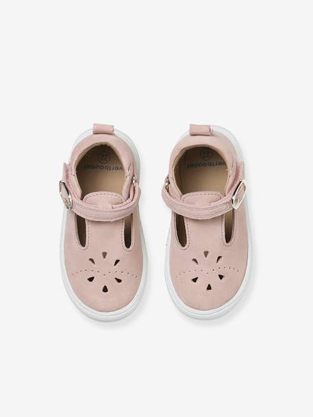 Sandales salomés cuir bébé rose poudré - vertbaudet enfant 