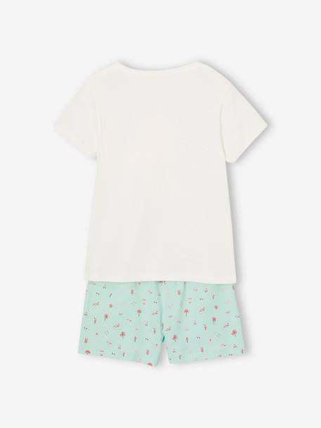 Pack of 2 Pyjamas, 1 Rainbow + 1 Pink Flamingo, for Girls turquoise - vertbaudet enfant 