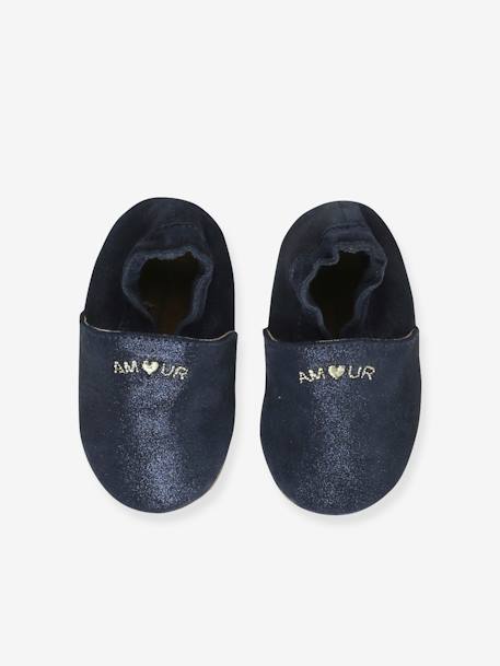 Chaussons bébé cuir souple blanc imprimé+bleu nuit+lot rose+or+rose imprimé+rose poudré - vertbaudet enfant 