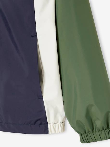 Blouson garçon coupe-vent colorblock bleu moyen+kaki+vert d'eau - vertbaudet enfant 