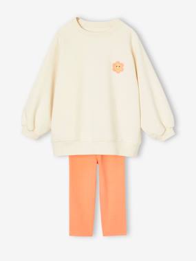 Ensemble robe-sweat motifs fleurs + corsaire fille - vertbaudet enfant -Ensemble robe-sweat motifs fleurs + corsaire fille