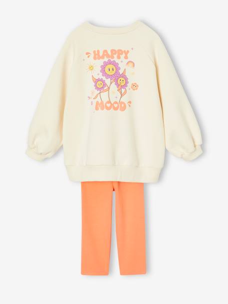 Floral print sweat dress and leggings set for girls ecru - vertbaudet enfant 