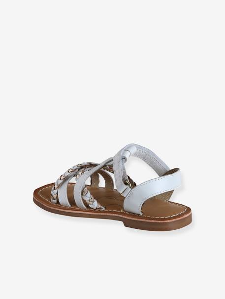 Leather Sandals with Hook-&-Loop Fastening for Toddlers set blue+white - vertbaudet enfant 