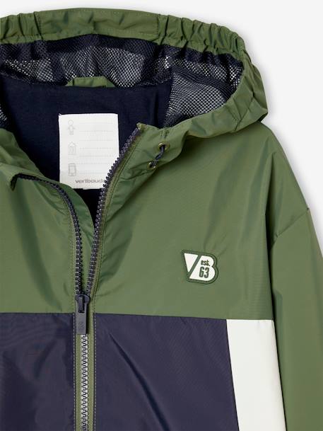 Blouson garçon coupe-vent colorblock bleu moyen+kaki+vert d'eau - vertbaudet enfant 