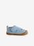 Chaussons à scratchs bébé en cuir souple bleu imprimé+bleu pâle+indigo+marron - vertbaudet enfant 