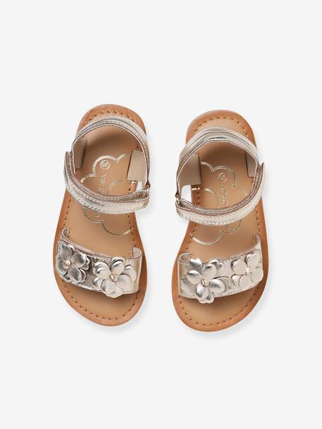 Occasion Wear Leather Sandals for Children, Designed for Autonomy gold - vertbaudet enfant 