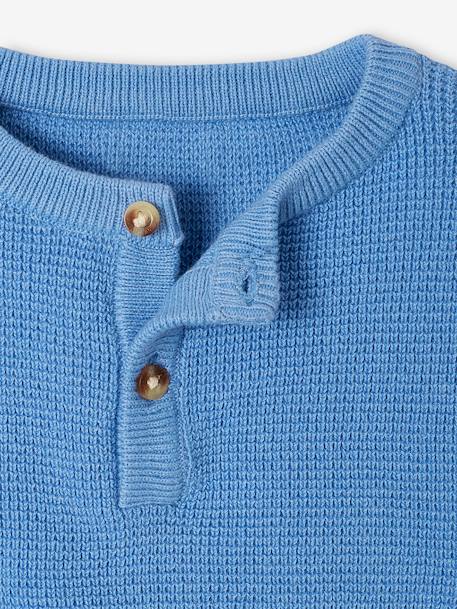 Honeycomb Knit Jumper with Grandad-Style Neckline for Babies blue - vertbaudet enfant 