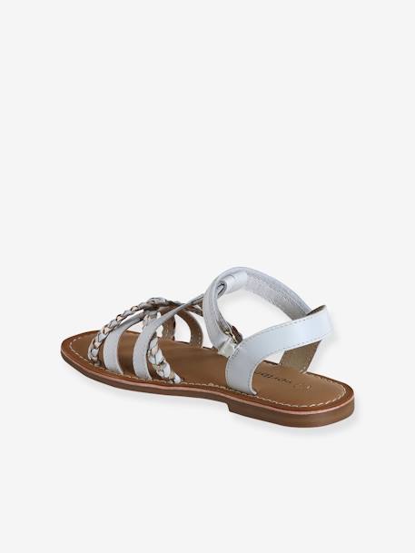 Sandales scratchées cuir enfant blanc+lot bleu - vertbaudet enfant 