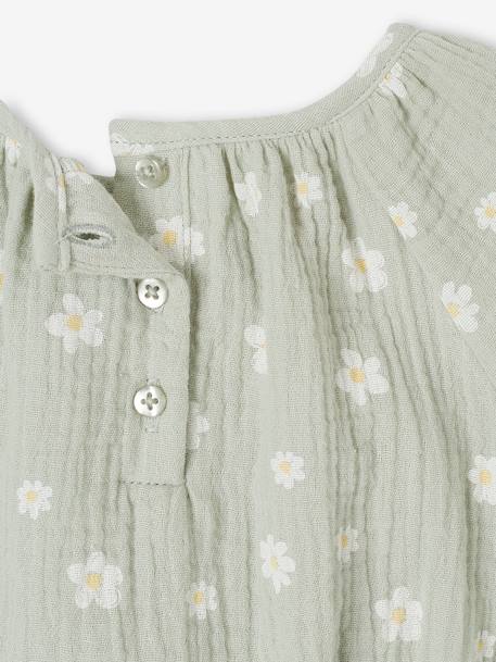 Printed baby blouse grey green+vanilla - vertbaudet enfant 